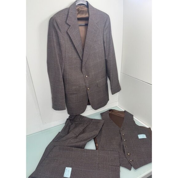 Vintage Union Made Men 3 piece Suit 33L Glen Plaid 2 Button New NWOT